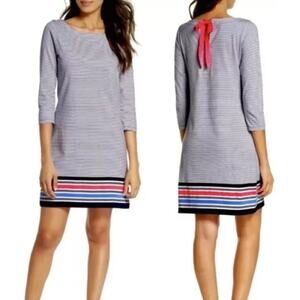 Lilly‎ Pulitzer M Noelle Bayside Navy Stripe Pima Cotton Dress Coastal Preppy